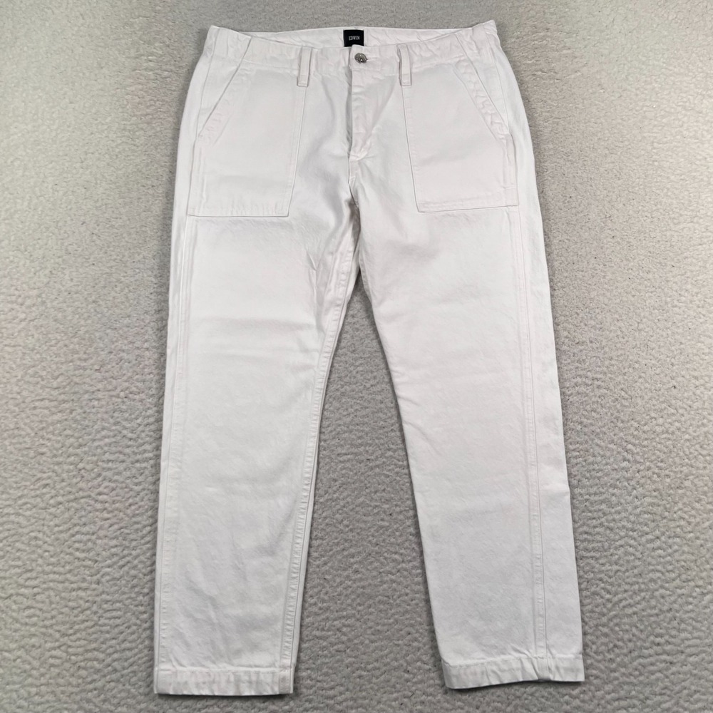 Edwin Malia Jeans Womens 30 Crop Utility‎ Boyfriend Mid Rise Pockets Egg Shell